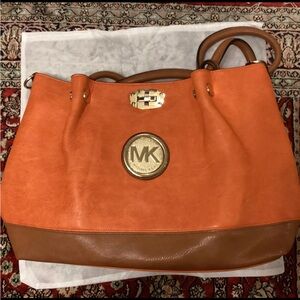 Orange Michael Kors Leather Tote